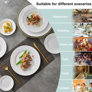 شعار مخصص 6 <span class=keywords><strong>7</strong></span> 8 10 12 14 بوصة طبق كيك وطبق حلوى سيراميك مطعم بحافة ذهبية طبق زفاف أبيض - Product Image 4