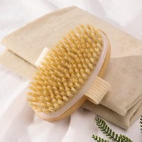Brosse de massage ovale moderne en bambou de haute qualité pour le corps, exfoliante, pour la douche, pour peaux sèches, en poils de porc, pour le bain