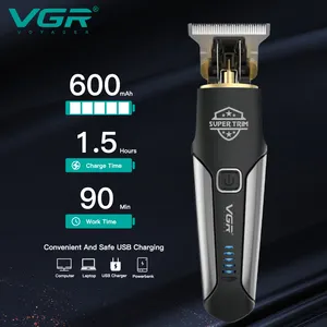 VGR V-287 New Design T-Blade Powerful Barber Beard Trimmer Hair Clippers Professional Electric Cordless Hair Trimmer For Men