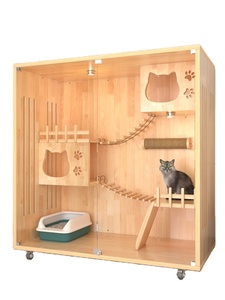 宠物工厂定制设计多层豪华实木宠物屋猫别墅屋 - Product Image 6