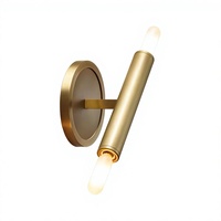 Applique murale LED double tête en cuivre de luxe, design moderne et minimaliste, pour chambre à coucher, chevet, salon, couloir, hôtel, maison