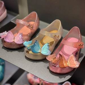 Trẻ Em Mùa Hè Ultragirl Bay BB Jelly Sandal Đôi Bướm PVC Nhựa Giày Long Lanh Trên PU Đế Phẳng Tính Năng - Product Image 2