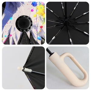 Parapluie pliant automatique avec poignée à boucle annulaire, facile à transporter, haute qualité, coupe-vent, renforcé, vente en gros - Product Image 6