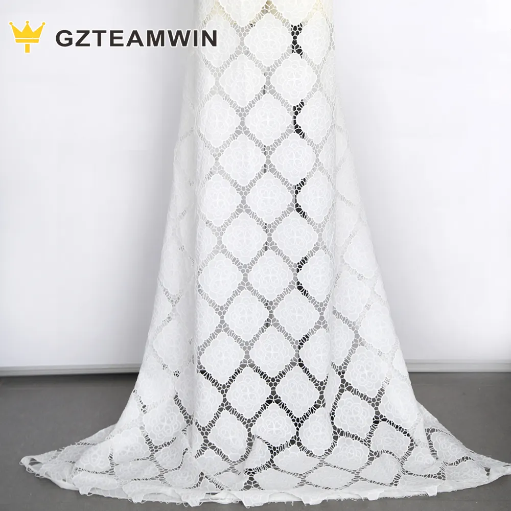 Wholesales Fancy White Lace Elegant Soft Embroidery Cotton Wedding Lace Fabrics