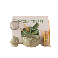 Service à thé Matcha en céramique de porcelaine écologique style Japandi, motif Lotus de Roche d'Orient, inspiré de la Dynastie Song, 500 ml, avec base pour brosse à thé