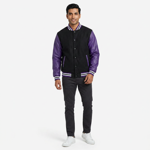Factory Price Wholesale Custom Design Winter Baseball <b>Jacket</b> <b>Long</b> Sleeves <b>Leather</b> Windproof Breathable Lettermen Varsity <b>Jacket</b> - Product Image 1
