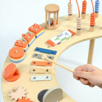 Table d'activités Montessori en bois pour tout-petits, centre de jeu sensoriel en forme de lune, cadeau éducatif d'anniversaire pour enfants