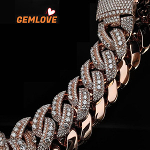 Collar de Cadena Cubana de Oro Sólido de 18K con Diamantes para Hombre, Joyería Hip Hop Brillante para Regalo y Fiestas, Marca GEMLOVE - Product Image 5
