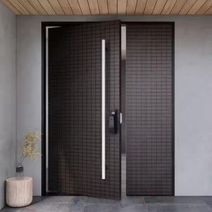 Porte d'entrée pivotante personnalisée 2025 porte d'entrée en bois de teck massif de conception simple pour maison moderne - Product Image 2