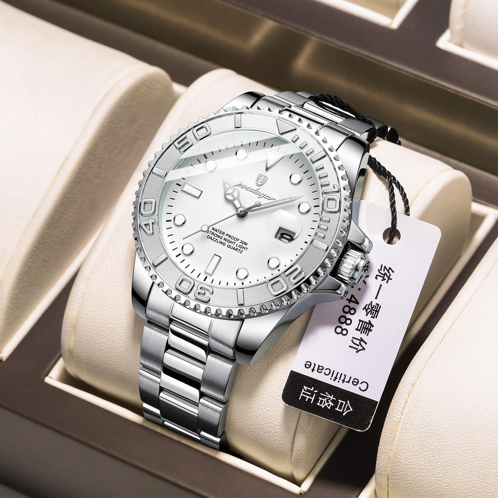 Style bande d'acier blanc coquille d'argent 680