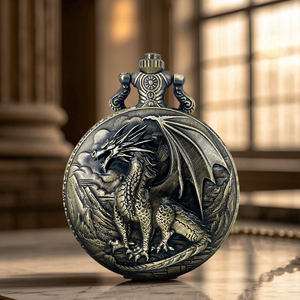 Kuvars antika eski alaşım Dragons ve Cthulhu Octopuses su geçirmez değil cep saati - Product Image 4