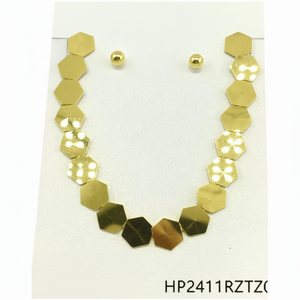 Set di gioielli di colore sfumato 2 pezzi per donne di lusso quotidiano con pietre di zircone placcate in oro - Product Image 1