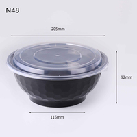 Bols à ramen ronds en plastique PP jetables, grande capacité, empilables, avec couvercle à clipser, compatibles micro-ondes, pour fêtes, garde-manger, vaisselle à emporter