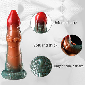 Ejderha şekli Penis renkli hayvan at yapay Penis köpek kurt sıvı silikon Penis vantuz seks oyuncak kadınlar için kadın mastürbasyon 18 - Product Image 3