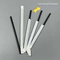 Pailles jetables en plastique transparent et noir de qualité alimentaire Smartops - Pailles rigides droites pour fêtes