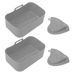 Juego de 2 Recipientes Rectangulares de Silicona para Freidora, Revestimientos de Silicona para Freidora, Cesta Rectangular para <span class=keywords><strong>Ninja</strong></span> DZ201 Foodi 8QT Gris - Product Image 4