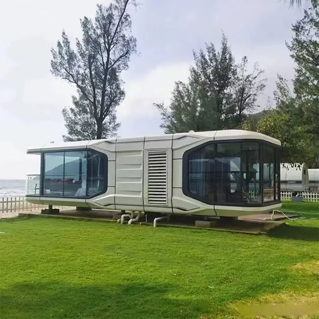 Casa móvel moderna para uso ao ar livre, cápsula grande, casa pré-fabricada, recipiente, equipamento plano