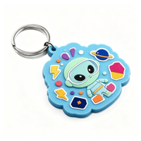 Pinshuo, fabricant depuis 15 ans, porte-clés personnalisé en forme de beignet, rose mignon, écologique, impression UV, caoutchouc souple, forme d'animal de dessin animé 3D