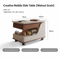 Table d'appoint mobile avec plateau relevable 360° °   Table basse rotative sur roulettes pour salon, canapé ou chevet