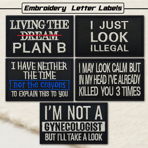 Broderie JE PEUX REGARDER CALME MAIS... Classique Noir Blanc Épaule Sac À Dos À Coudre Lettre Patch PLAN B Lettre Patch pour Sac Chapeau Coudre - Product Image 2