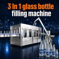 Machine de remplissage de bouteilles en verre monobloc 3 en 1 haute capacité avec une longue durée de vie pour les usines de production d'eau commerciales