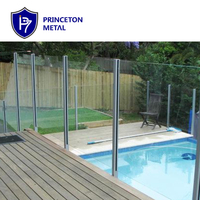 Panneaux de clôture de piscine en verre trempé PRINCETON METAL, clôture en verre sans cadre haute