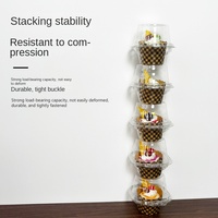 Boîte d'emballage ronde jetable en plastique PET transparent de qualité alimentaire pour cupcakes et tartes avec couvercle personnalisable