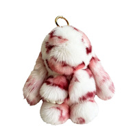 Mini pendentif lapin fait main en vraie fourrure de lapin Rex imprimé léopard, style mignon à oreilles tombantes, modèle 0331, porte-clés de voiture, nouveau style, breloque