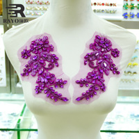 Appliques de fleurs multicolores en strass et cristal à coudre pour robe de mariée, de soirée ou de Quinceañera, pour la mode et le bricolage