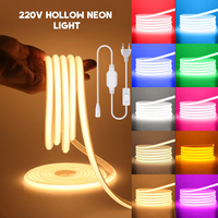 Bande lumineuse LED COB 110V 220V avec interrupteur, 288 LED, prise AC EU, kit blanc, rose, rouge, 10 couleurs, étanche, flexible, ruban LED pour la décoration de la maison et de la cuisine