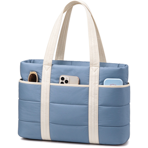 Custom Logo Puffer <b>Tote</b> <b>Bag</b> Quilted Puffy Handbag Satchel Purse Travel <b>Laptop</b> <b>Compartment</b> Lightweight Quilted <b>Tote</b> <b>Bag</b> for Women - Product Image 1