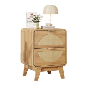 Vintage style bedside table, home <b>bedroom</b> <b>storage</b> <b>cabinet</b>, retro double drawer <b>storage</b> <b>cabinet</b>, 2026 creative bedside small - Product Image 5