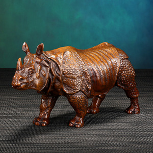 Adorno de Rinoceronte de Bronce, Material de Cobre, Diseño Tradicional, Decoración para el Hogar u Oficina, Artículo de Regalo - Product Image 3