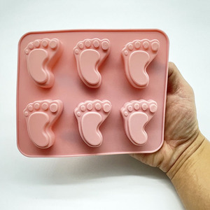 Moule à gâteau en forme de petits pieds, 6 trous, antiadhésif, gelée en Silicone, Muffin, Mousse et chocolat, DIY, vente directe d'usine - Product Image 1