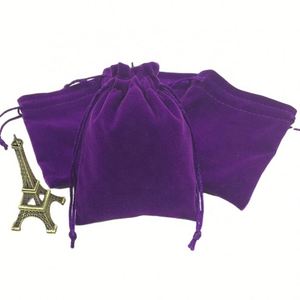 <b>Small</b> Velvet Bag Purple Suede Drawstring Pouch <b>Headphone</b> Electronics Storage Bags Jewelry Packaging Wholesale - Product Image 1