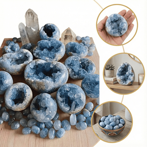 Geoda de Celestina Azul Natural, Cristal en Bruto, Espécimen Mineral <span class=keywords><strong>para</strong></span> Decoración del Hogar, Sanación y Feng Shui - Product Image 1