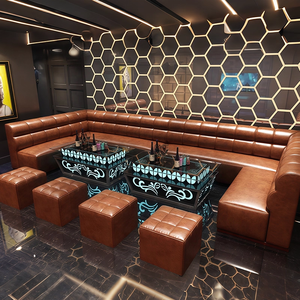 Modern 7 Seat L U Shaped Sectional Corner Night Club Sofá Uso comercial Luxo LED Light <span class=keywords><strong>Bar</strong></span> Mesa Set para Outdoor & Uso do Hotel - Product Image 1
