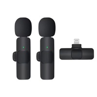Microphone cravate sans fil transfrontalier Douyin, mini pour diffusion en direct sur téléphones mobiles, enregistrement double canal, réduction de bruit complète
