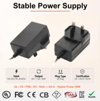 Adaptateur d'alimentation 24V1.5A 36W AC-DC avec prise UK certifié SAA CE GS ETL RCM EN61558 EN62368 pour bande LED et lumières de sapin de Noël