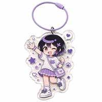 Llavero de acrílico personalizado con diseño de marinero lavanda, patrón de estrellas y luna, estilo Chibi, anillo, dije de papelería de anime Kawaii para reventa