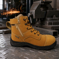 Bottes de travail montantes AIMVVSEC à embout d'acier, lacets et fermeture éclair latérale, en cuir nubuck, semelle en caoutchouc pour la construction, l'usine et l'exploitation minière