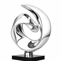 Sculpture Moderne Abstraite en Acier Inoxydable Poli Effet Miroir, Couleurs Personnalisables, Ornement de Jardin Artistique en Métal de Luxe