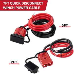 Venussar Winch <b>Power</b> <b>Cable</b> 7 Ft 4 Awg Copper Wire Heavy Duty Quick Disconnect Automotive Wiring 12V - Product Image 2