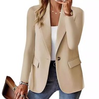 Blazers de bureau pour femmes, couleur unie, manches longues, à bouton unique, vestes professionnelles rembourrées, vente en gros d'usine, nouvelle collection printemps