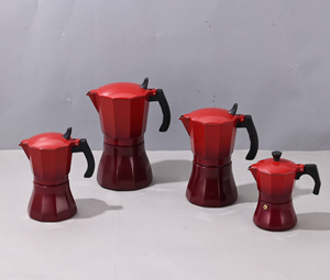 Cafetière italienne Cafetière en aluminium Espresso <span class=keywords><strong>Percolateur</strong></span> Moka Pot Cuisinière Outils de cuisine-Rouge dégradé 3/6/9/12 tasses - Product Image 1