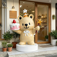 Statue d'ours en fibre de verre personnalisée grandeur nature, sculpture animale, mascotte pour la décoration de pâtisseries et de boutiques de gâteaux