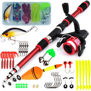 Kit de viaje portátil Popular, combinación de caña de pescar <span class=keywords><strong>y</strong></span> carrete para niños de 1,8 <span class=keywords><strong>metros</strong></span> con estuche, carrete giratorio para pesca de viaje fácil - Product Image 1