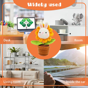 Kit de iniciación para tejer a mano DIY al por mayor, hilo de lana de animales de ganchillo oscilante, incluye Flor de conejo para plantas decorativas - Product Image 5