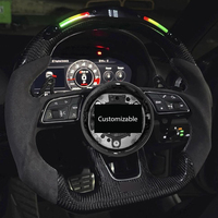 Volant sport multifonction en cuir et fibre de carbone à 3 branches avec éclairage LED défilant pour Audi A3/A4/A5/A6/A7