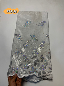 Hot Selling Super Soft Velvet <strong>Blue</strong> <strong>Material</strong> 5 Yards Embroidery Pattern Sequins Fabric for Clothes Women - Product Image 3